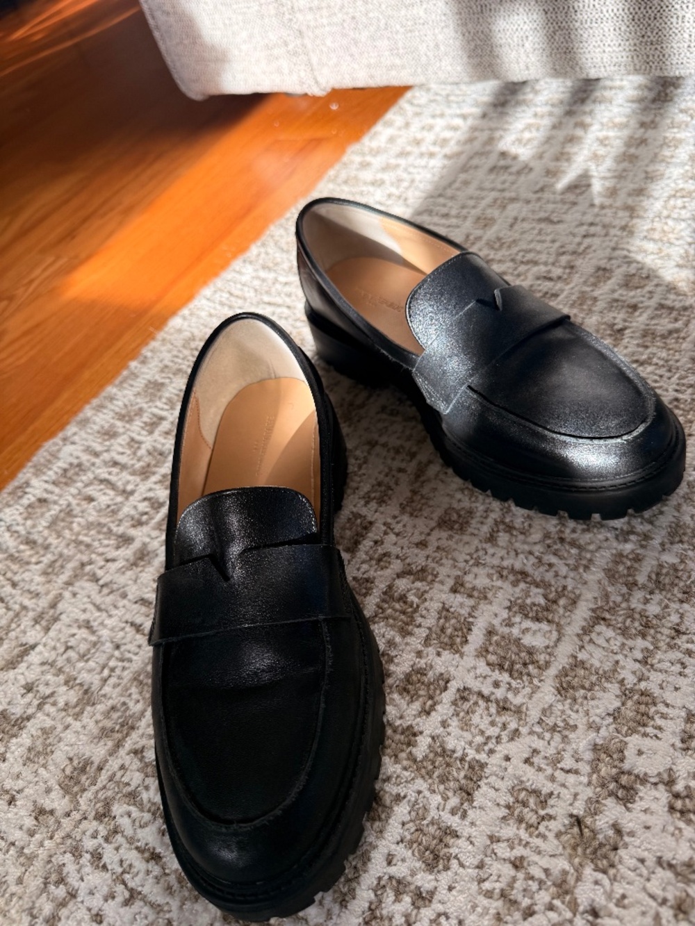 Banana Republic Factory 100% Leather Lug Sole Loafers | Black, Size 9